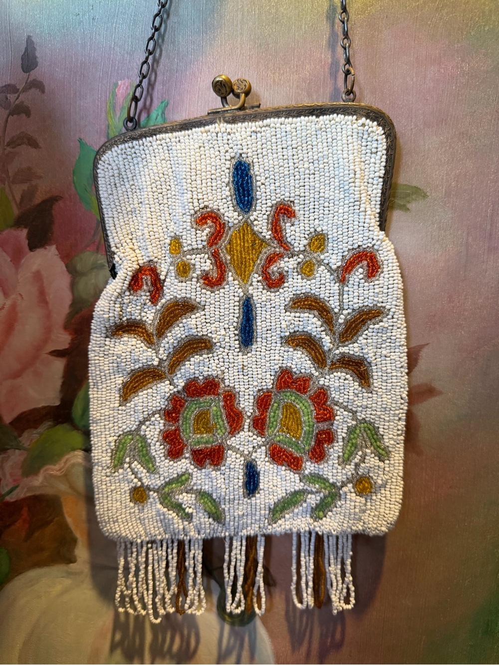 Antique 1920's? Beaded Floral Purse